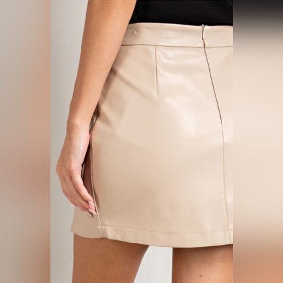 SM BEIGE LEATHER SKIRT - Picture 3 of 4